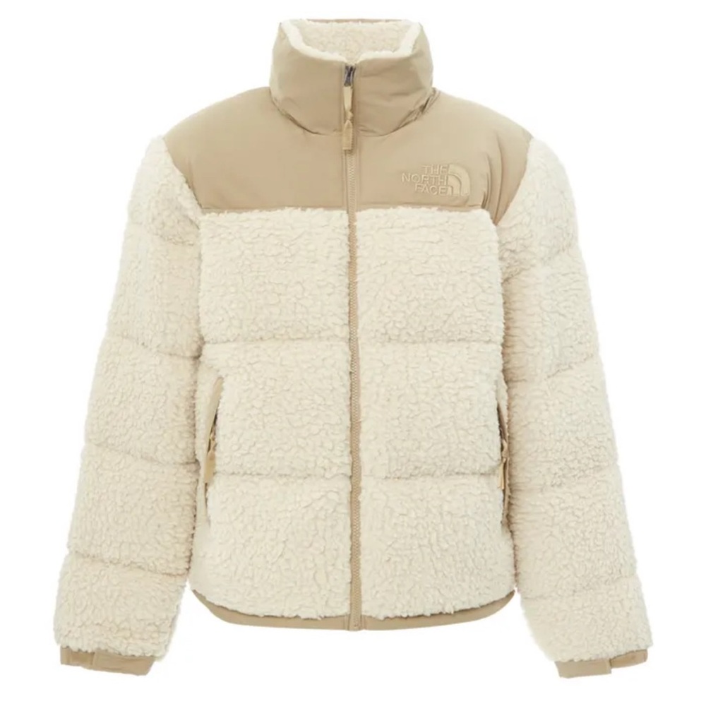The North Face Beige and Off-White Sherpa Jacket (unisex)
